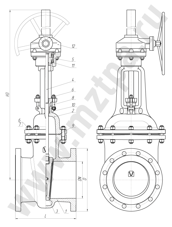МЗТА / Каталог / ПРОДУКЦИЯ / Задвижки стальные литые клиновые PN 1,6 ...