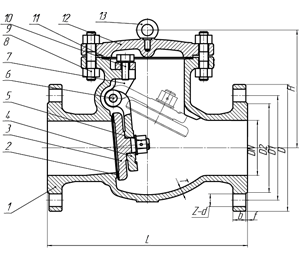 Клапаны обратные поворотные 19с76нж фланцевые
