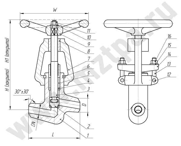 МЗТА / Каталог / ПРОДУКЦИЯ / Клапан запорный сальниковый / Клапан ...