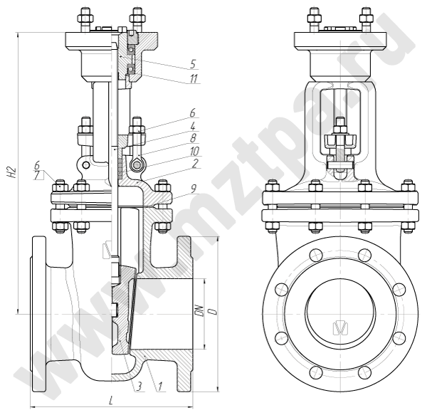 Задвижка фланцевая стальная клиновая литая 30лс941нж